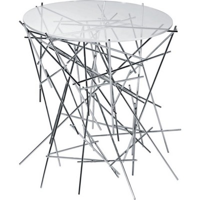 Alessi-Blow up Coffee table with chromed steel base and glass top